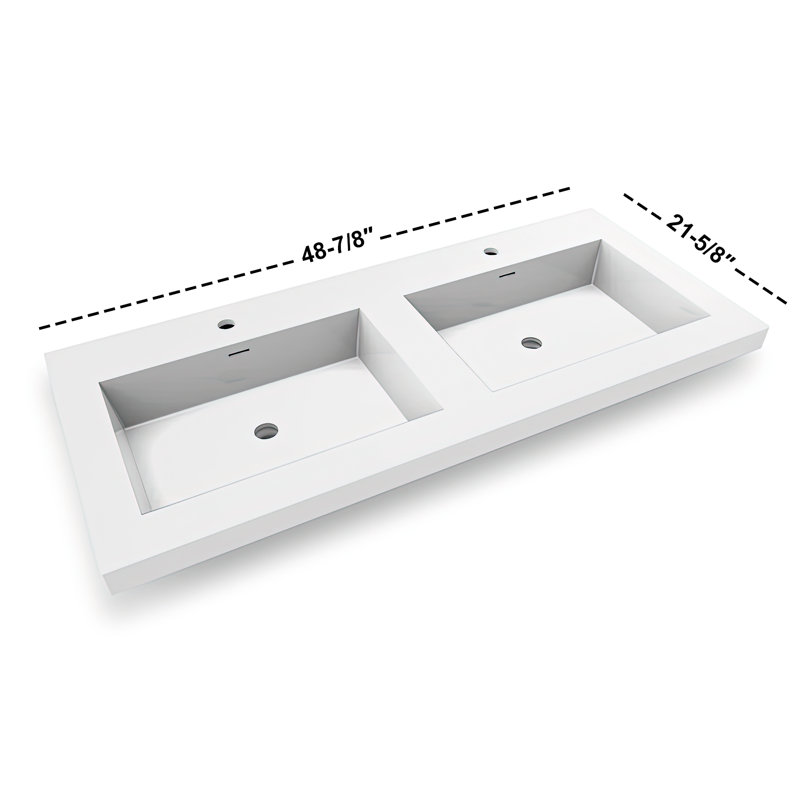 Dowell 49'' Rectangular Drop-In Double Bathroom Vanity Top with Sink and Overflow, White