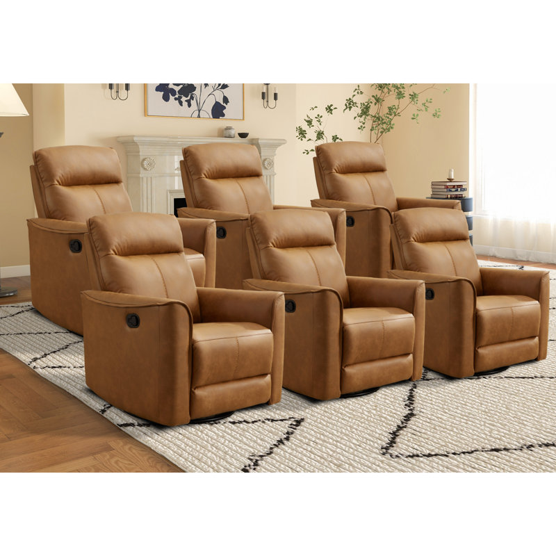 31.5" Wide Modern Ultra Comfortable Swivel And Rocker Manual Reclining Home Theater Seating