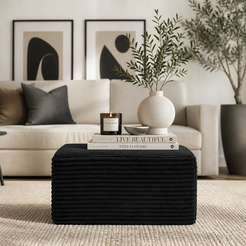 Repose-pieds modulaire en velours côtelé avec poche latérale et rembourrage en mousse à ressort