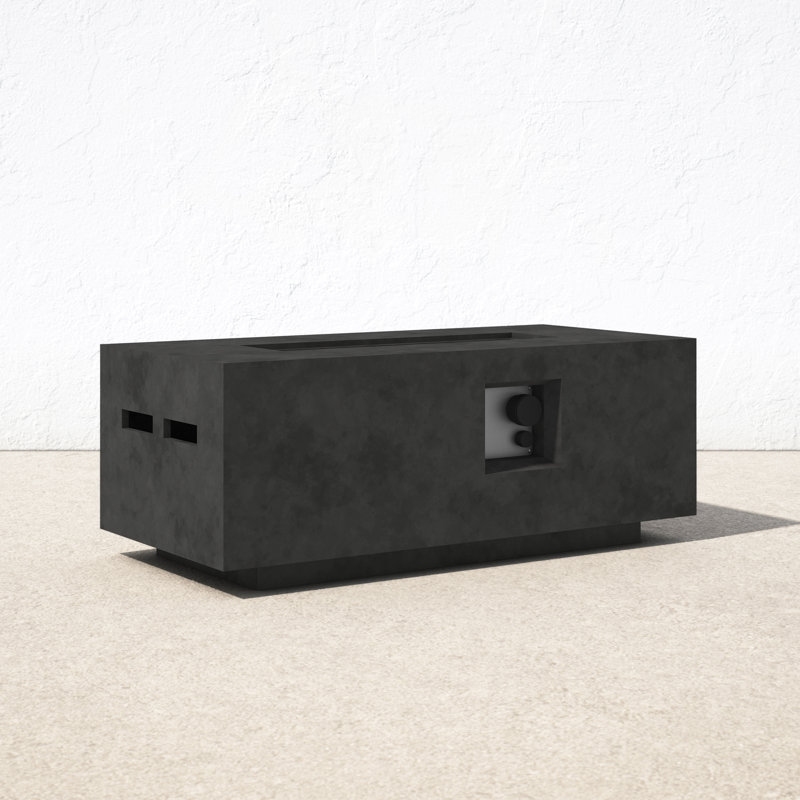 Rashid Rectangle Fire Pit Table, Charcoal, 16"H x 42"W x 20"D