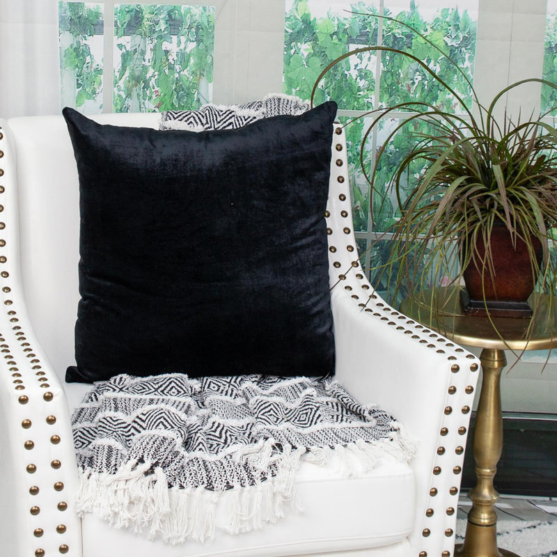 Coussin Spano, Polyester / Bourre en polyester, Noir, 22 po x 22 po