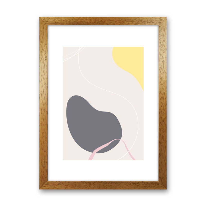 Mila Pink Abstract N19 by Pixy Paper - Print, 29.7cm H x 21cm W x 3cm D, Oak Framed