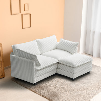 Modular Sectional Sofa with Deep Seat,Freely Combined Comfy Corduroy Couch,Arm chair with Pillows for Living Room, Apartment, Studio, Office,2-seat Ov by Ebern Designs