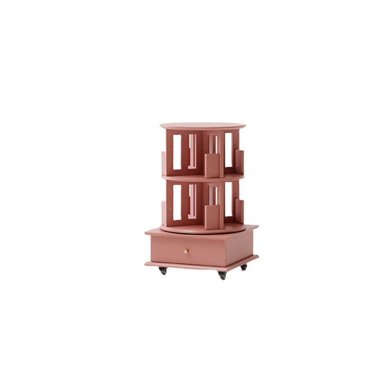 Bibliothèque rotative de style moderne, (2 tablettes) H 34,45 po x l 19,29 po x P 19,29 po, Rose