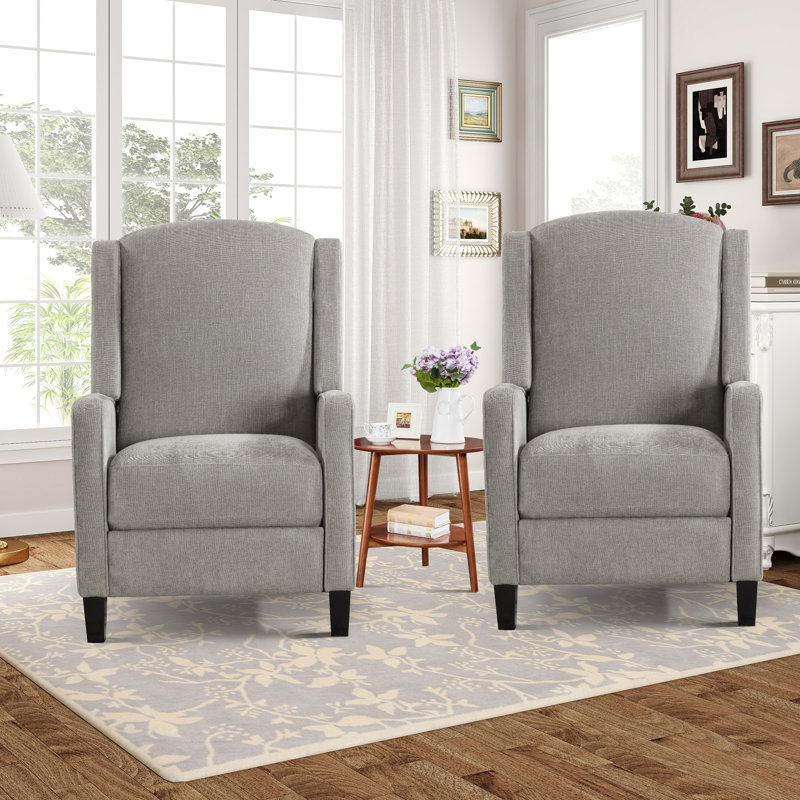 Ensemble de fauteuils inclinables modernes et rembourrés 27,9 po Mirranda, Gris
