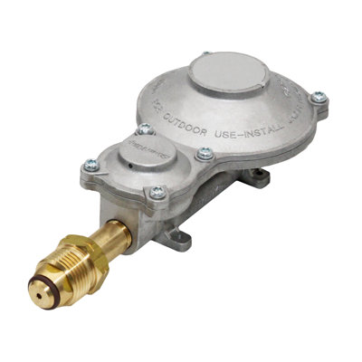Flame King 2-Stage 300K BTU Propane LP Horizontal Super Compact Regulator with POL for RVs, Vans