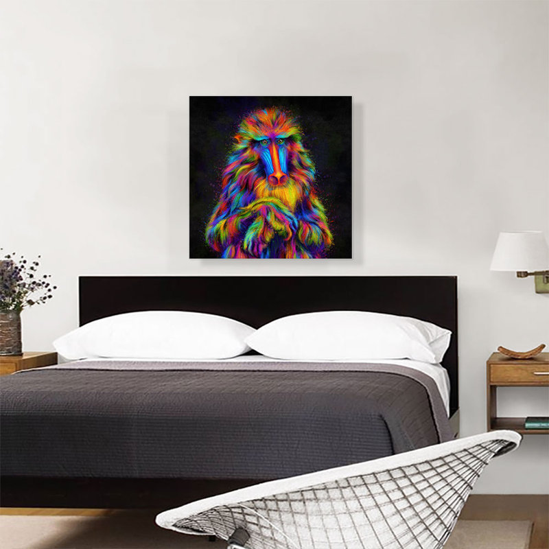 «Baboon Monkey Papio», impression sur toile tendue, H 26 po x l 26 po x P 0,75 po