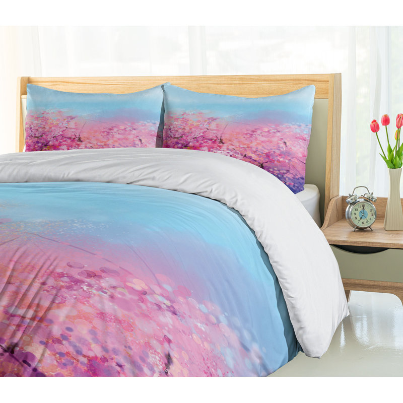 Watercolor Flower Home Modern & Contemporary Polyester Floral Duvet Cover, Queen