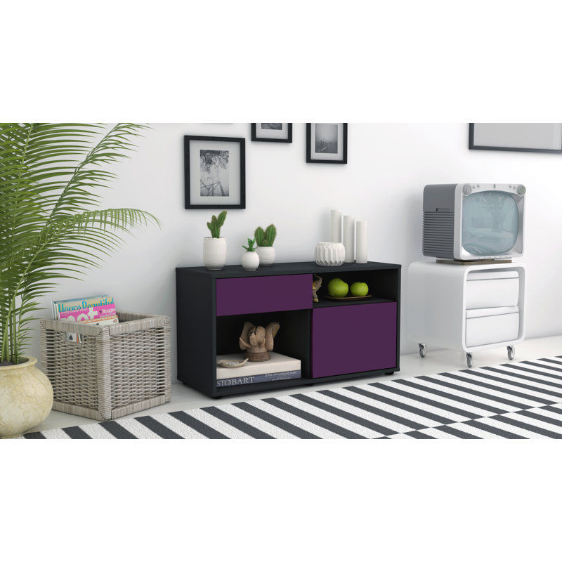 Stephan 92 cm W Chest of Drawers, Purple / Matte Anthracite