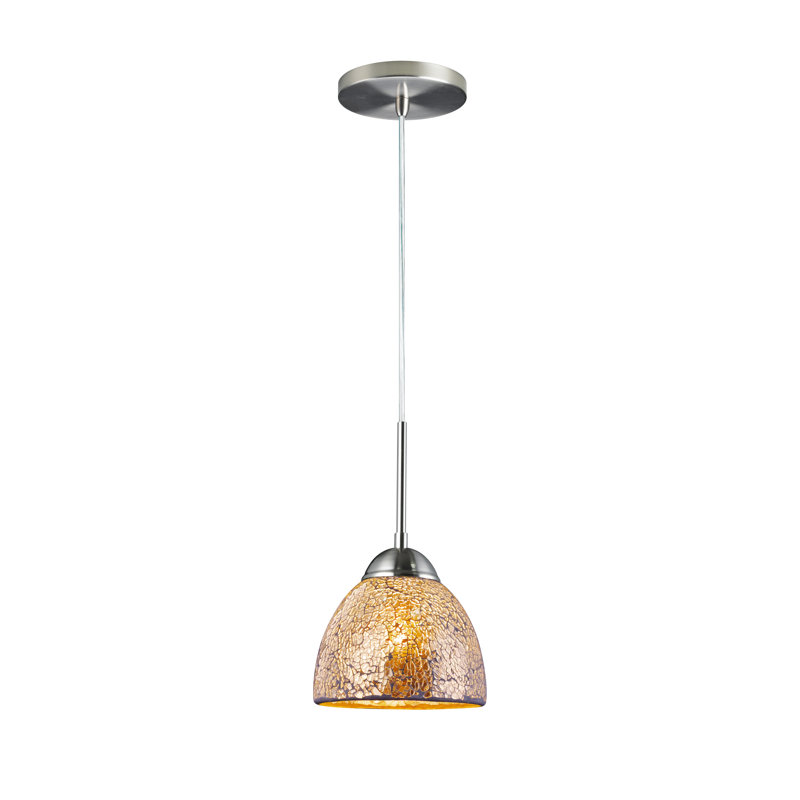 Luminaire suspendu pour dôme simple 1 lumières, Ambre, Nickel satiné