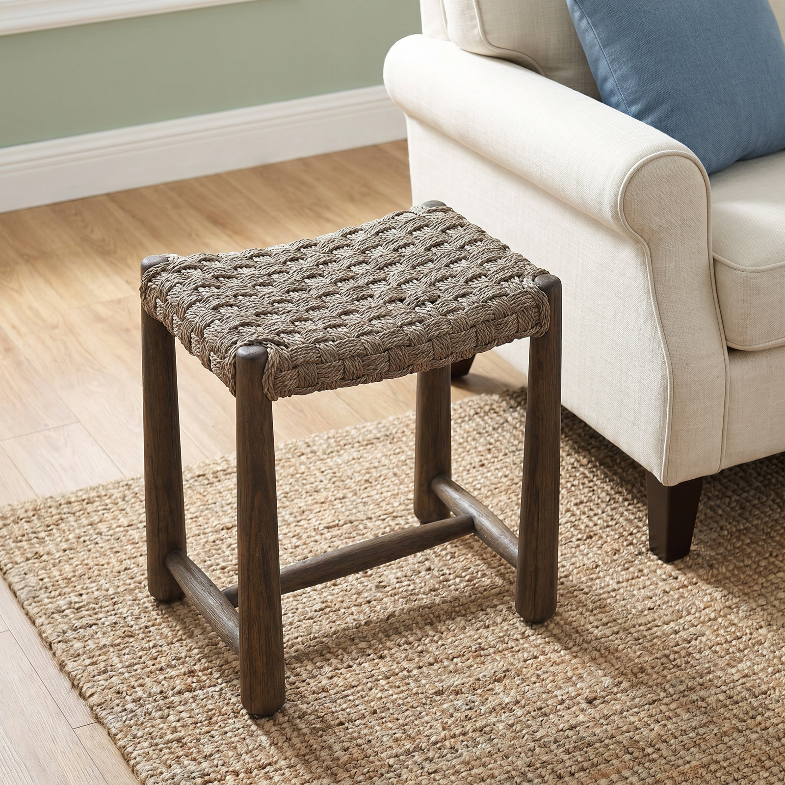 Savio Outdoor Accent Stool, Vintage White