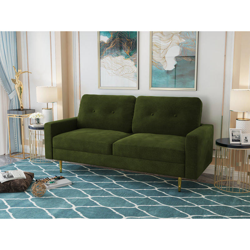 70'' Velvet Sofa, Olive Green
