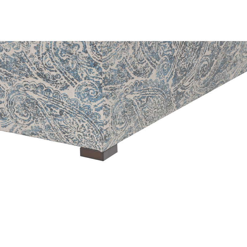 Bagnall Polyester Upholstered Storage Bench, Paisley Blue/Linen