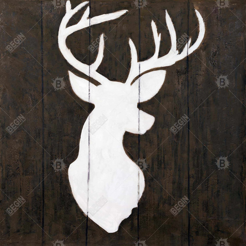"Silhouette blanche d'un cerf sur bois"
