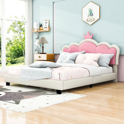 Upholstered Upholstered Princess Bed With Crown Headboard