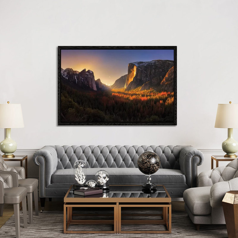 Yosemite Firefall by Yan Zhang - Floater Frame Gallery-Wrapped Canvas Giclée on Canvas, Black, 152.5 cm H x 101.5 cm W