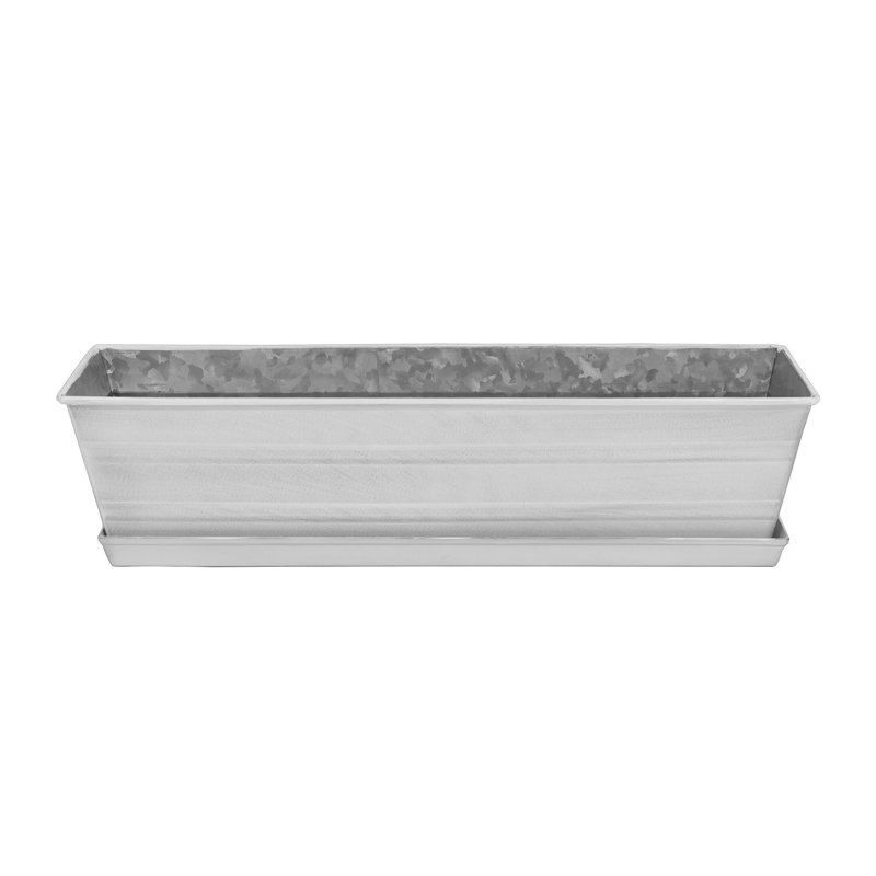 Metal Planter Box, 5" H x 22" W x 6" D, White