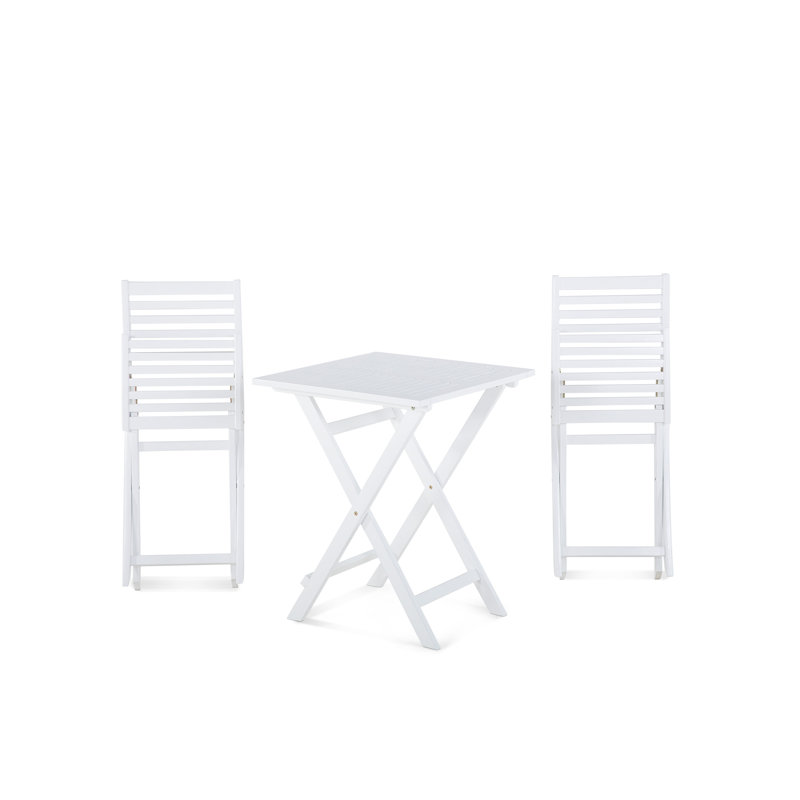 2 - Person Acacia Solid Wood Patio Dining Set Rectangular Table, White
