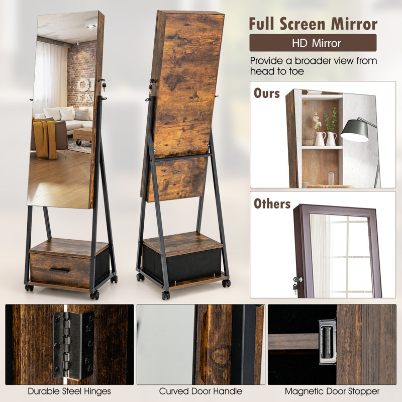 Weesner Freestanding Jewelry Armoire, Coffee