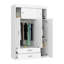 Armoire Chili, tringle, armoire à trois portes, deux tiroirs, deux tablettes réglables supérieures, quincaillerie en métal - blanc