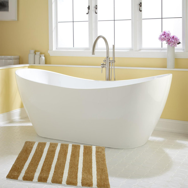 Engleside Non-Slip Bath Rug, 17" W x 34" L, Beige
