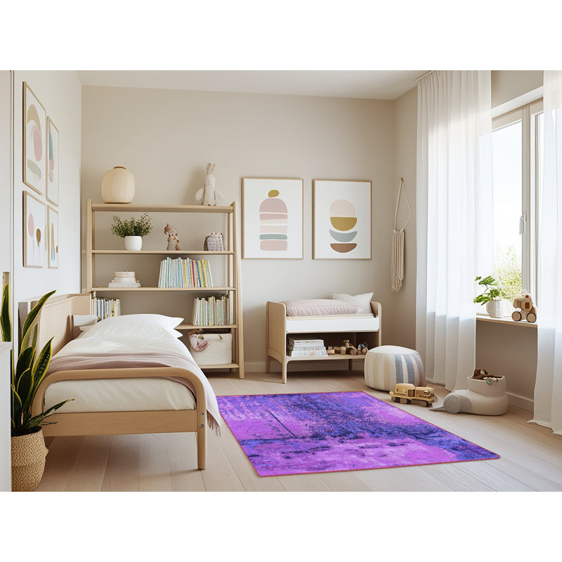 Tapis mauve Mid-Century 2793, Rectangle 4 pi x 6 pi