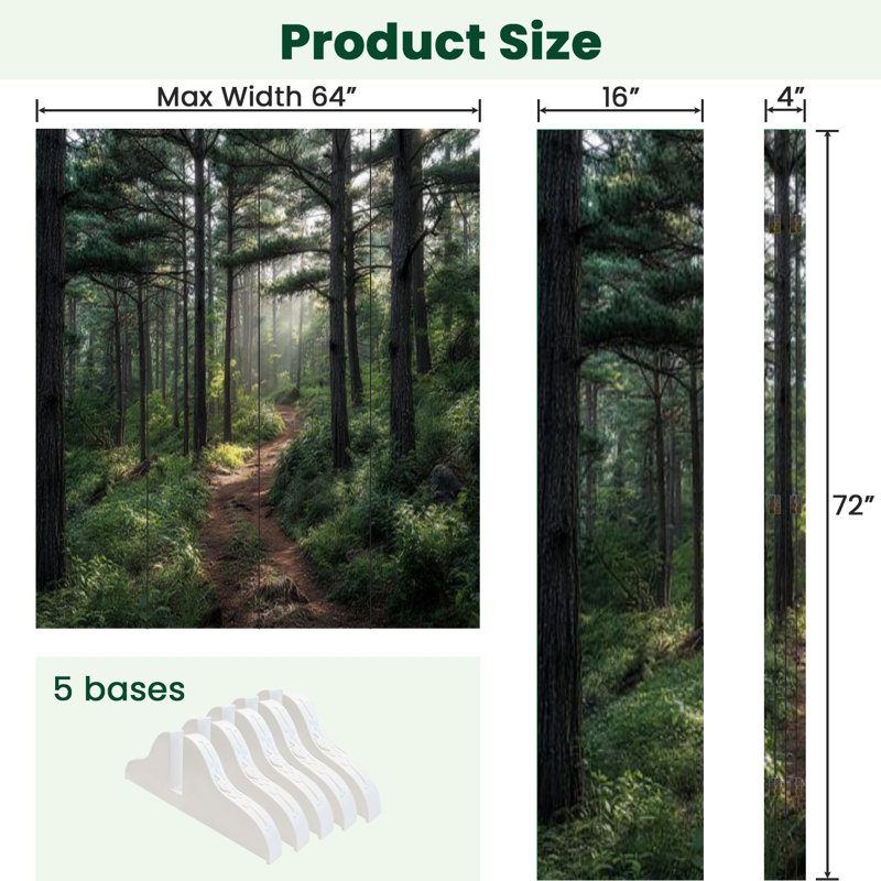 Cloison pliante 4 panneaux paravent Royal Green Forest, 4, H 71 po x l 64 po x P 1 po