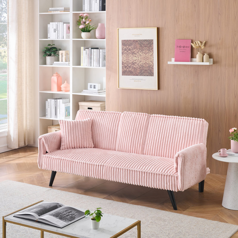 Canapé confortable en velours côtelé avec fonctions polyvalentes pour le salon et la chambre à coucher, Pink