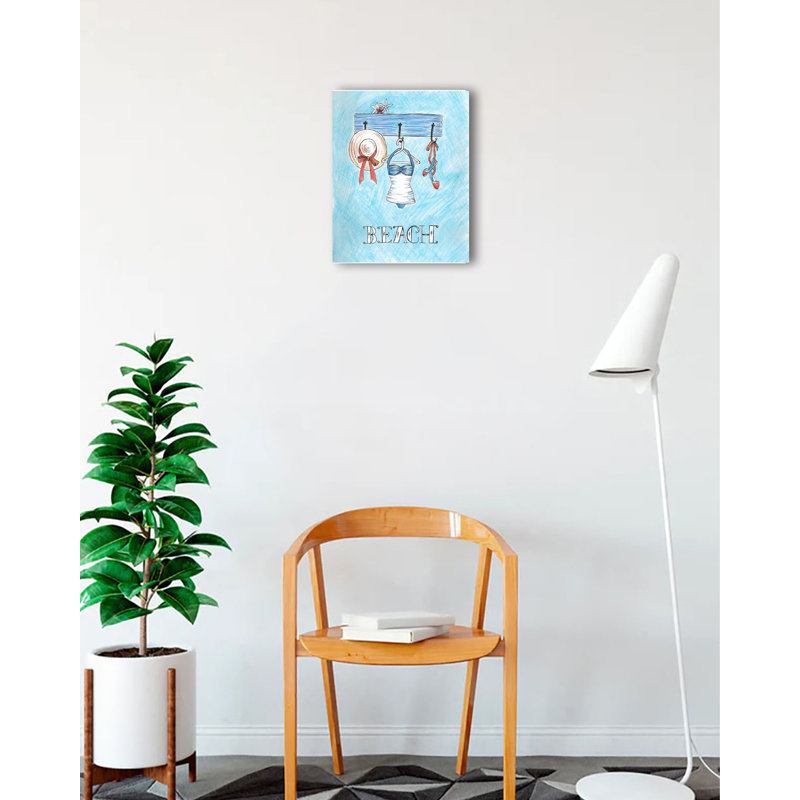 "Chapeau, costume, chaussures, plage" par Stephanie Thompson, reproduction d'art sur toile, H 16 po x l 12 po x P 1,5 po