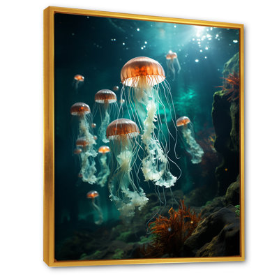 «Green Jellyfish Family» sur toile