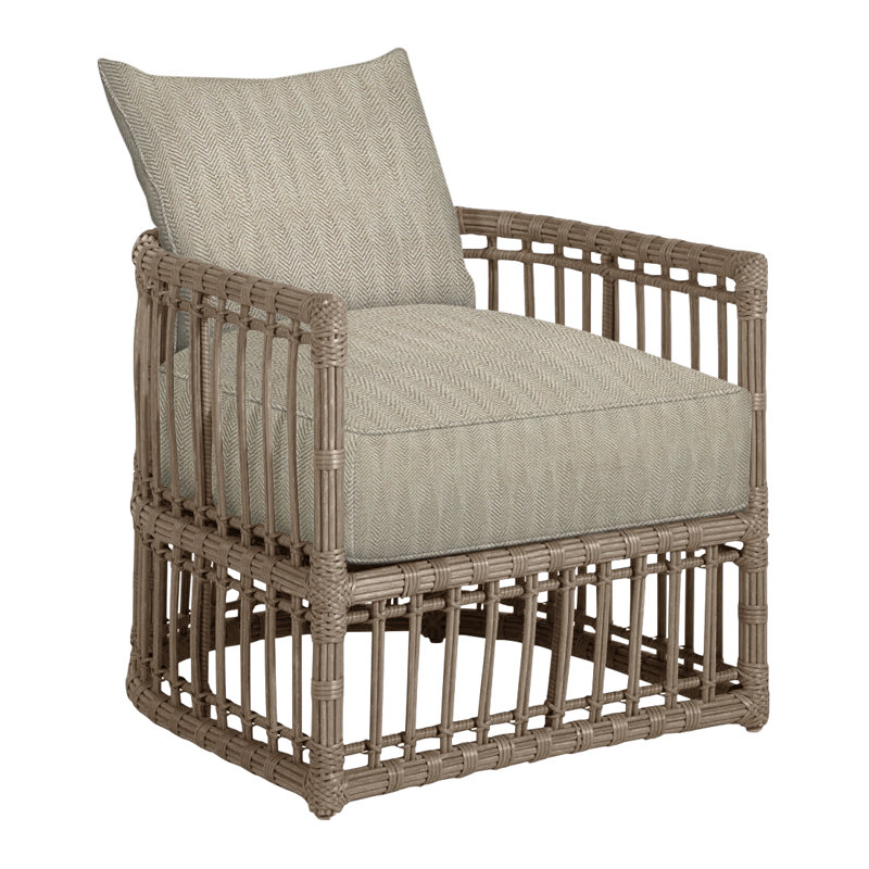 Newport Arm Chair with Cushions, Welt, Newport #66 Burlap, Herringbone Sand