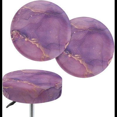 Marble Bar Stool Slipcovers With Elastic Bands,2Pcs Stool Covers Round Bar Stool Seat Cover Cushion,13-15Inch
