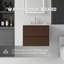 Meuble-lavabo flottant 24 po avec lavabo, meuble-lavabo mural en contreplaqué, tiroirs à fermeture en douceur, comptoir et dosseret en marbre de culture blanc de Carrare, brun-133709655