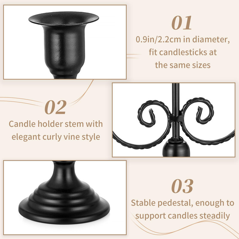 Arywn Metal Tabletop Candlestick, Black