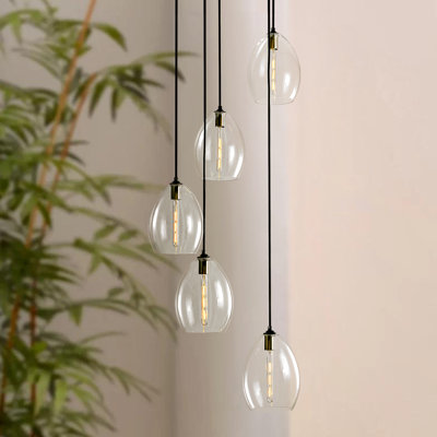 5-Light Colorful Glass Cluster Pendant Chandelier