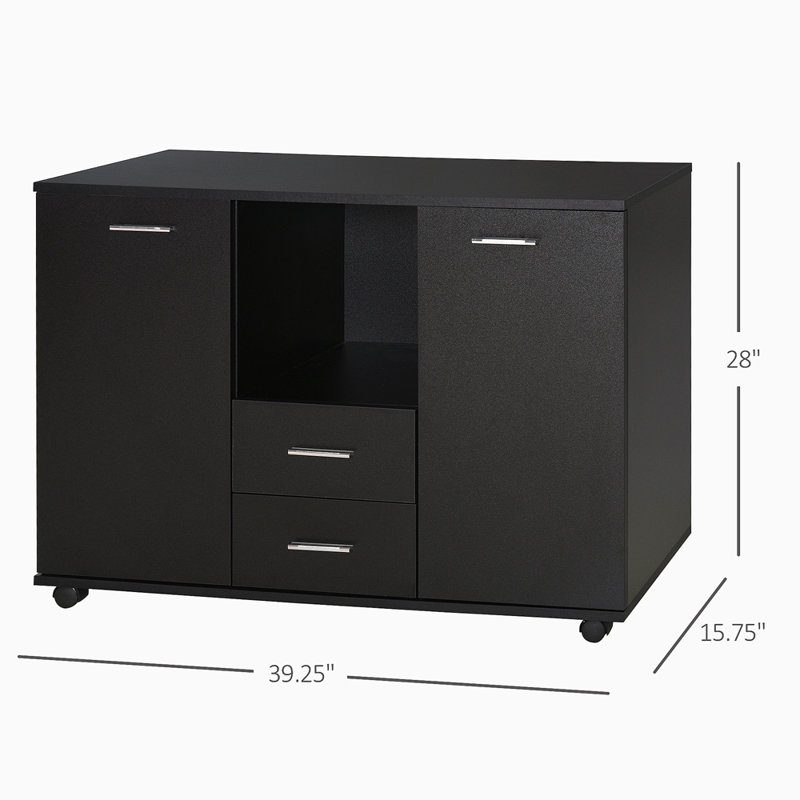 Multifunction Office Filing Cabinet Printer Stand With 2 Drawers, 2 Shelves, & Smooth Counter Surface