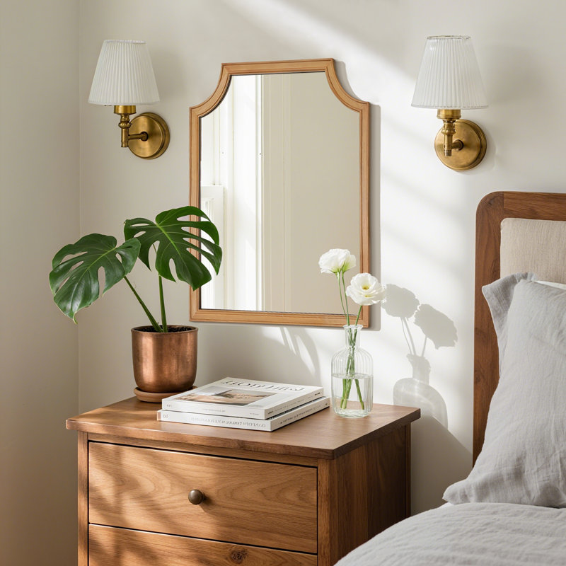 Miroir d'appoint mural, 20 po x 16 po, Bois naturel