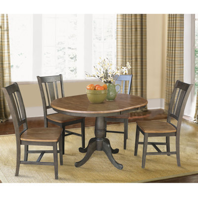 Ewalt Extendable Solid Wood Pedestal Dining Set