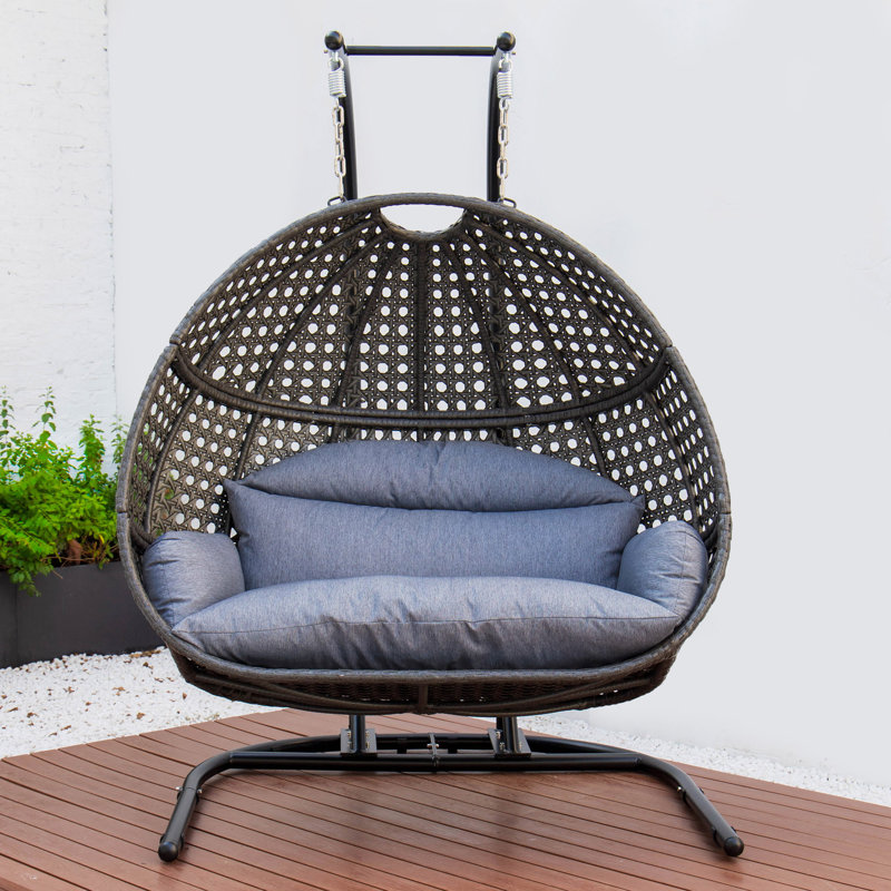 Balancelle double avec support Tallulah, Noir, 58.3, Marine