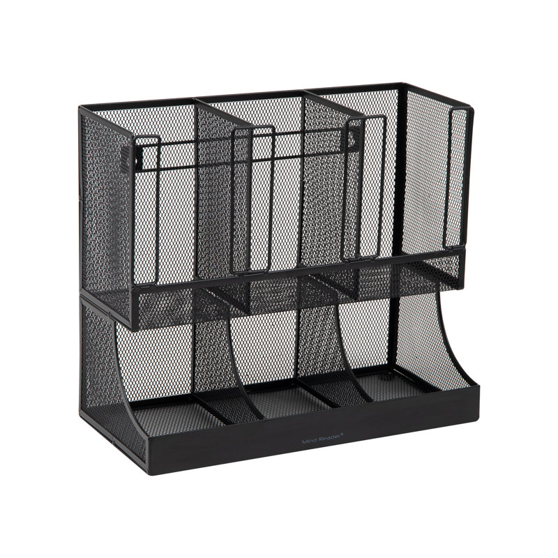 Organisateur de comptoir polyvalent Mind Reader, rangement pour salle de pause et rangement de bureau, filet métallique, noir