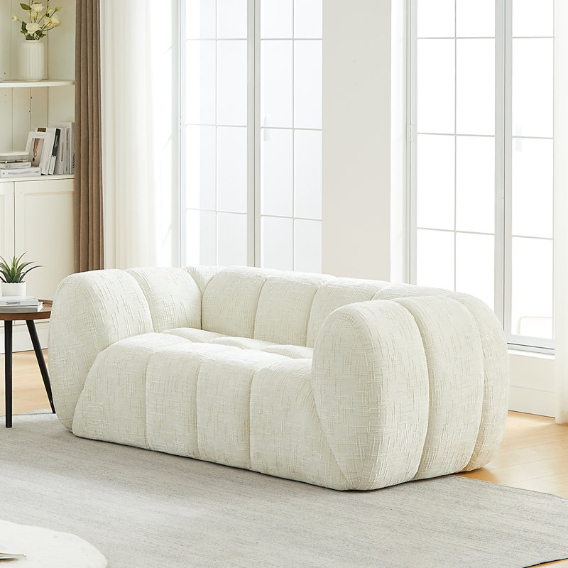 Causeuse en chenille avec coussin moelleux, Beige