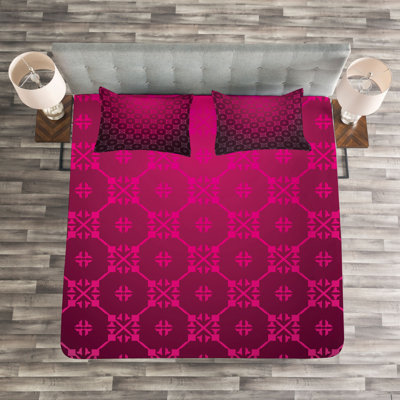 Red Polyester Bedspread Set