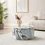 Modern marble-effect cylindrical coffee table with stable round base and classic white MDF finish, 23.6-inch diameter for small living spaces