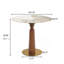 Table de salle à manger moderne, table en pierre frittée de 33,5 po avec pieds en bois et base dorée, table de cuisine pour 2 personnes pour petit espace, capacité de poids de 150 lb (seulement la table de Négociation)-1116983329-1116983330