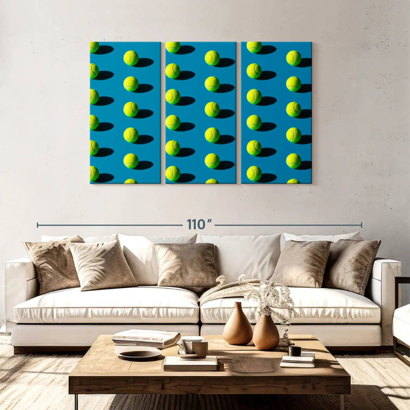 Motif de balle de tennis vert Sireci, H 48 po x l 74 po