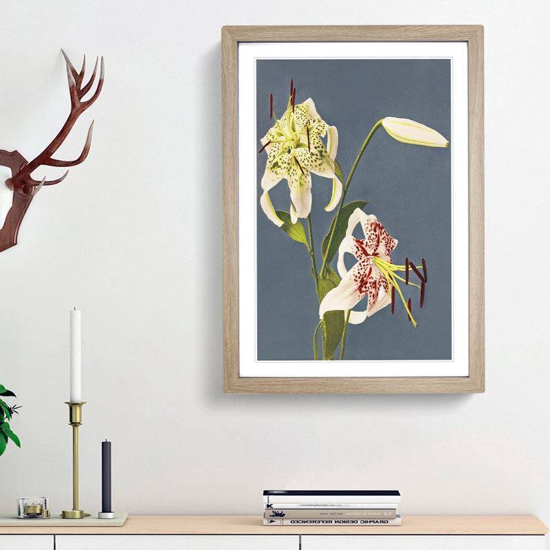 Lilies by Kazumasa Ogawa - Picture Frame Painting Print, 65cm H x 48cm W x 2cm D, Oak Framed