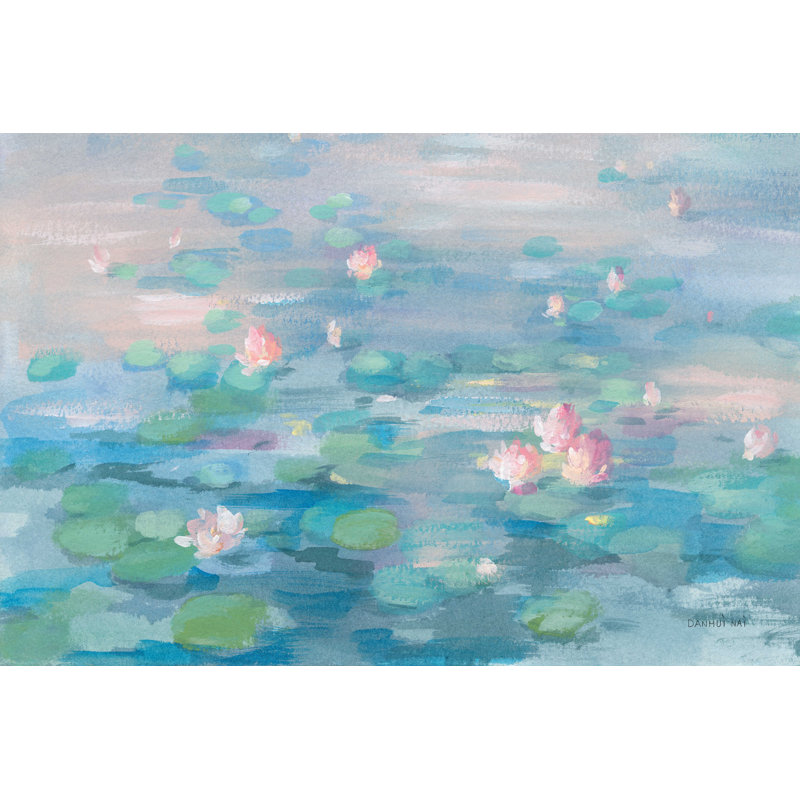 Sunrise Waterlilies Crop - impression sur toile tendue, H 8 po x l 12 po, Non, Toile encadrée noire