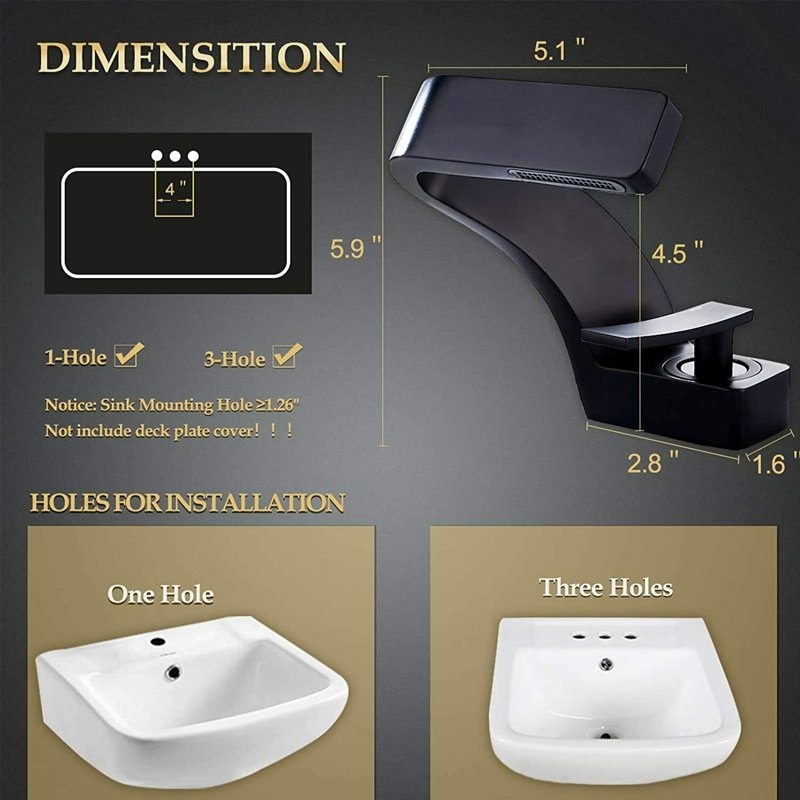 Bathroom Faucet Bathroom Sink Faucet Vanity Single Hole Single Handle Modern RV Faucet Deck Mount 1 Hole , Matte Black