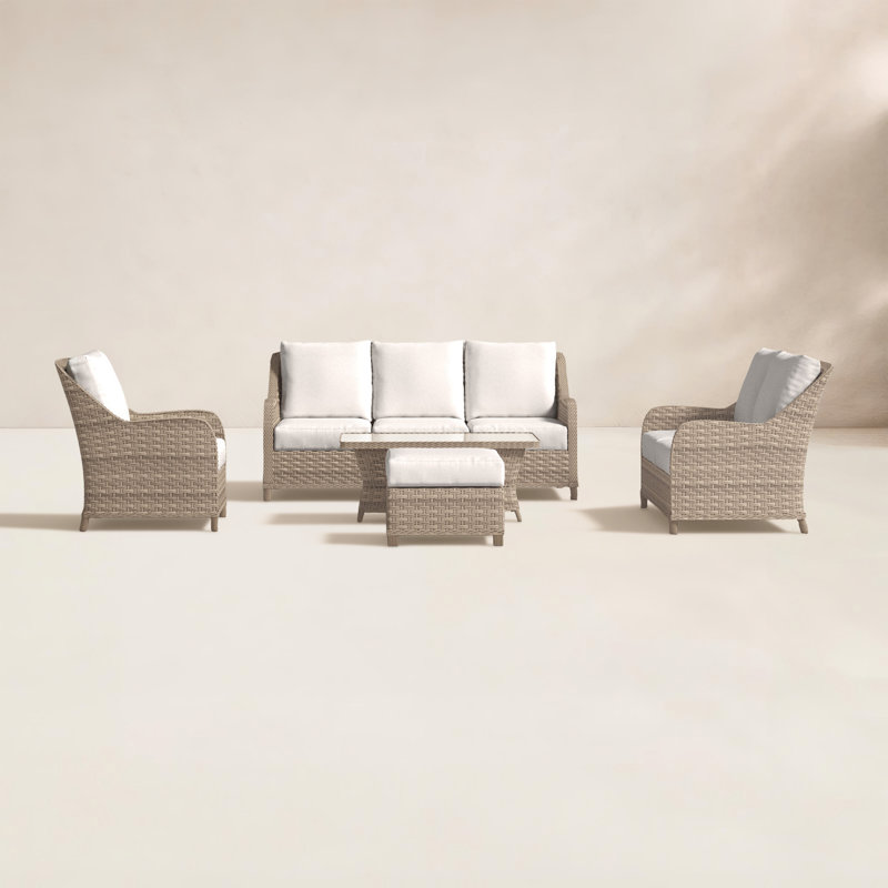 Sky 5 Piece Sunbrella® Sofa Seating Group with Cushions, Canvas Canvas Sunbrella® Canvas
