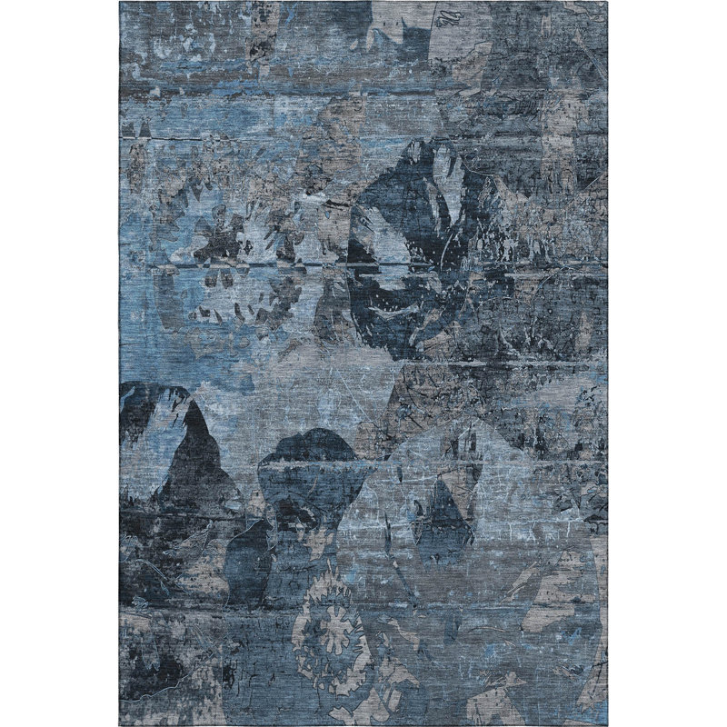 Tapis en denim de qualité supérieure lavable à la machine Cerrito AMF555, Rectangle 10 pi x 14 pi